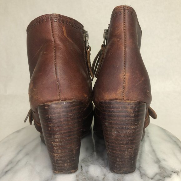 Fossil Charlene Brown Leather Wedge Lace up Bootie, size 8.5 - Picture 4 of 11